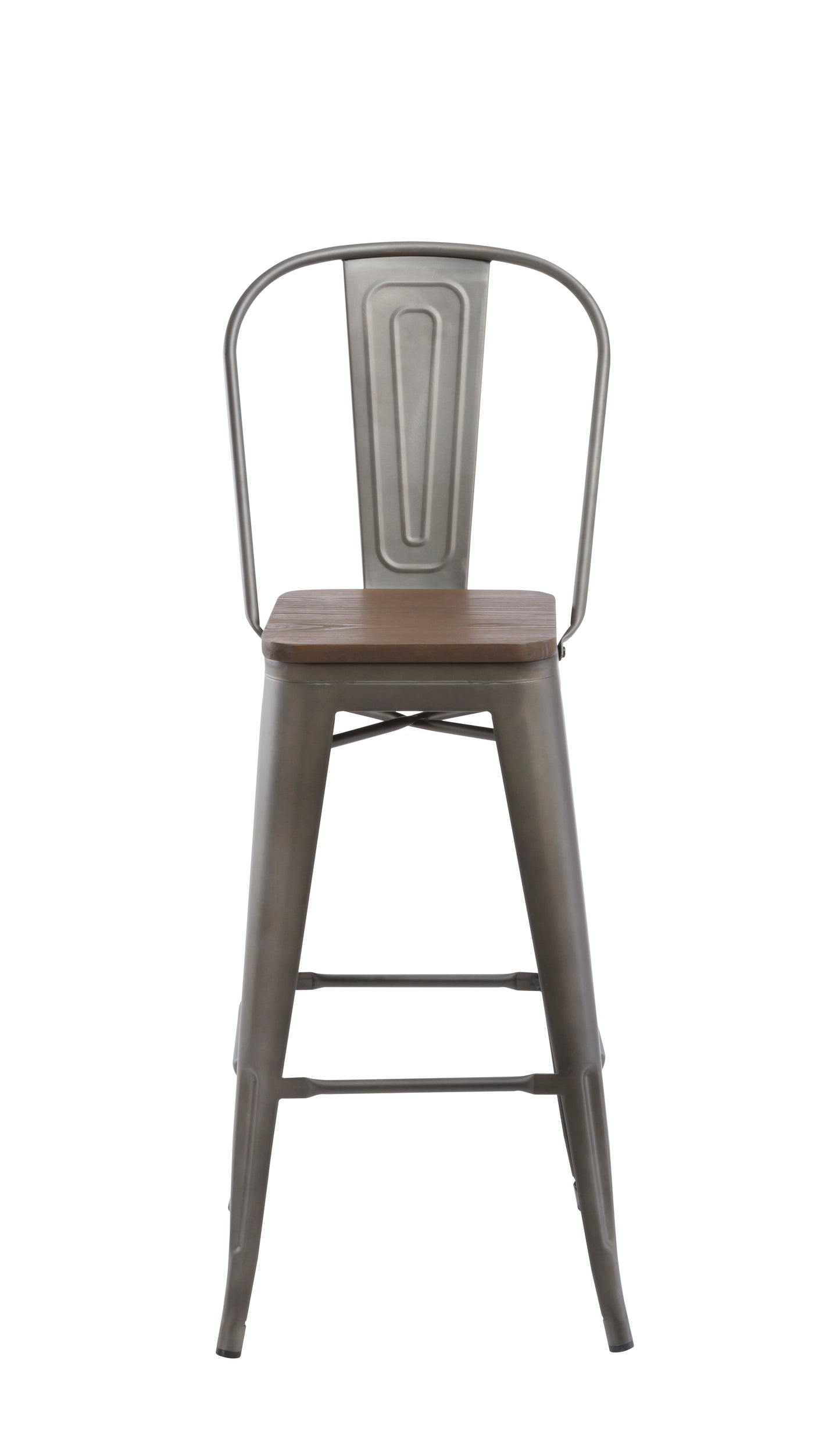 BTExpert 30" Metal Antique Rustic Counter height Bar Stool Chair High Back Wood seat - Set of 4