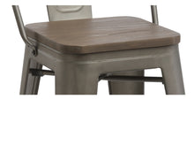 30" Metal Antique Rustic Counter height Bar Stool Chair High Back Wood seat Set of 4