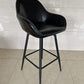 BTExpert 25 inch Bucket Black Faux Leather Accent Dining Bar Chair - Set of 2