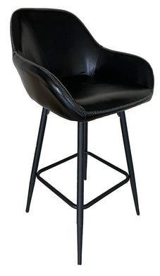 BTExpert 25 inch Bucket Black Faux Leather Accent Dining Bar Chair