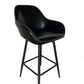 BTExpert 25 inch Bucket Black Faux Leather Accent Dining Bar Chair - Set of 2
