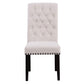 BTExpert High Back Tufted Accent Upholstered Dining Chairs, Solid Wood, Nail Trim, Linen Beige - Set of 2