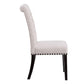 BTExpert High Back Tufted Accent Upholstered Dining Chairs, Solid Wood, Nail Trim, Linen Beige - Set of 2