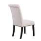 BTExpert High Back Tufted Accent Upholstered Dining Chairs, Solid Wood, Nail Trim, Linen Beige - Set of 2