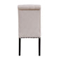 BTExpert High Back Tufted Accent Upholstered Dining Chairs, Solid Wood, Nail Trim, Linen Beige - Set of 2
