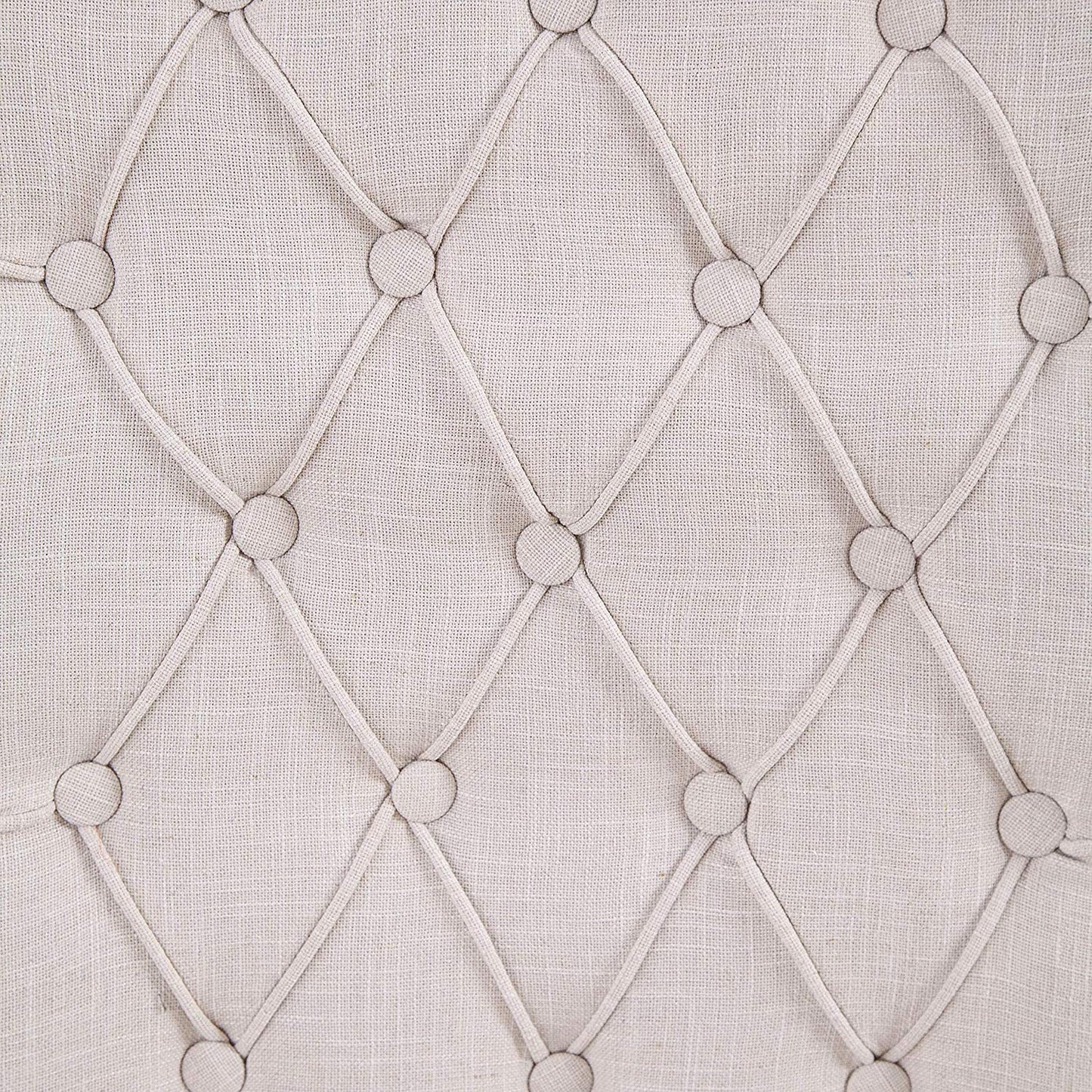 BTExpert High Back Tufted Accent Upholstered Dining Chairs, Solid Wood, Nail Trim, Linen Beige - Set of 2