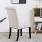 BTExpert High Back Tufted Accent Upholstered Dining Chairs, Solid Wood, Nail Trim, Linen Beige - Set of 2