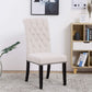 BTExpert High Back Tufted Accent Upholstered Dining Chairs, Solid Wood, Nail Trim, Linen Beige - Set of 2