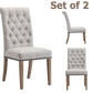 BTExpert High Back Tufted Parsons Upholstered Dining Chairs, Solid Wood, Nail Trim, Linen Gray - Set of 2