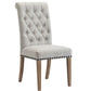 BTExpert High Back Tufted Parsons Upholstered Dining Chairs, Solid Wood, Nail Trim, Linen Gray - Set of 2