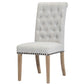 BTExpert High Back Tufted Parsons Upholstered Dining Chairs, Solid Wood, Nail Trim, Linen Gray - Set of 2