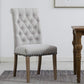 BTExpert High Back Tufted Parsons Upholstered Dining Chairs, Solid Wood, Nail Trim, Linen Gray - Set of 2