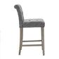 BTExpert Gray PU Leather Tufted 26.5" Counter Bar Stools with Nailhead Trim - Set of 4