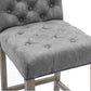 BTExpert Gray PU Leather Tufted 26.5" Counter Bar Stools with Nailhead Trim - Set of 4