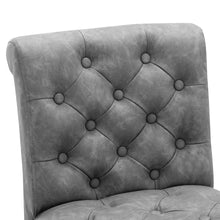 BTEXPERT Wooden Antique Gray PU Leather Tufted Counter 26.5" Bar Stool Chair, Accent Nail Trim Barstool -Four Pack