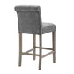 BTExpert Gray PU Leather Tufted 26.5" Counter Bar Stools with Nailhead Trim - Set of 4
