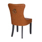 BTExpert High-Back Brown PU Leather Tufted Dining Accent Chair Nailhead Trim, Ring Pull & Solid Wood Legs - Set of 4