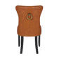 BTExpert High-Back Brown PU Leather Tufted Dining Accent Chair Nailhead Trim, Ring Pull & Solid Wood Legs - Set of 4