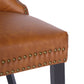 BTExpert High-Back Brown PU Leather Tufted Dining Accent Chair Nailhead Trim, Ring Pull & Solid Wood Legs - Set of 4