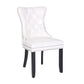 BTExpert High-Back White PU Leather Tufted Dining Chairs, Nailhead Trim, Ring Pull, Solid Wood Legs - Set of 4