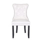 BTExpert High-Back White PU Leather Tufted Dining Chairs, Nailhead Trim, Ring Pull, Solid Wood Legs - Set of 4