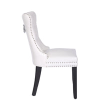 BTEXPERT High-Back White PU Leather Tufted, Solid Wood-Nail Trim, Ring Leisure Side upholstered Dining Accent Chair Set of 2