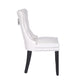 BTExpert High-Back White PU Leather Tufted Dining Chairs, Nailhead Trim, Ring Pull, Solid Wood Legs - Set of 4