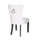 BTExpert High-Back White PU Leather Tufted Dining Chairs, Nailhead Trim, Ring Pull, Solid Wood Legs - Set of 4