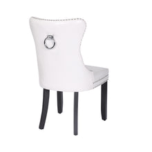 BTEXPERT High-Back White PU Leather Tufted, Solid Wood-Nail Trim, Ring Leisure Side upholstered Dining Accent Chair Set of 4