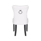 BTExpert High-Back White PU Leather Tufted Dining Accent Chairs, Nailhead Trim, Ring Pull, Solid Wood Legs - Set of 2