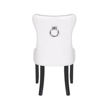 BTEXPERT High-Back White PU Leather Tufted, Solid Wood-Nail Trim, Ring Leisure Side upholstered Dining Accent Chair Set of 4