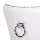 BTExpert High-Back White PU Leather Tufted Dining Chairs, Nailhead Trim, Ring Pull, Solid Wood Legs - Set of 4
