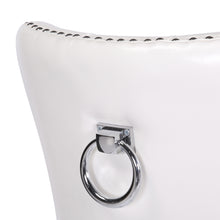 BTEXPERT High-Back White PU Leather Tufted, Solid Wood-Nail Trim, Ring Leisure Side upholstered Dining Accent Chair Set of 4