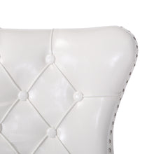 BTEXPERT High-Back White PU Leather Tufted, Solid Wood-Nail Trim, Ring Leisure Side upholstered Dining Accent Chair Set of 4