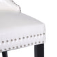 BTExpert High-Back White PU Leather Tufted Dining Chairs, Nailhead Trim, Ring Pull, Solid Wood Legs - Set of 4