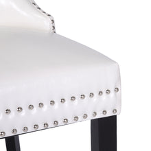 BTEXPERT High-Back White PU Leather Tufted, Solid Wood-Nail Trim, Ring Leisure Side upholstered Dining Accent Chair Set of 4