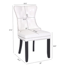 BTEXPERT High-Back White PU Leather Tufted, Solid Wood-Nail Trim, Ring Leisure Side upholstered Dining Accent Chair Set of 2