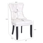 BTExpert High-Back White PU Leather Tufted Dining Chairs, Nailhead Trim, Ring Pull, Solid Wood Legs - Set of 4