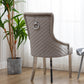High Back Velvet Gray Tufted Upholstered Dining Chairs with Stainless steel legs - Set of 2