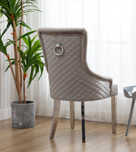 High Back Velvet Gray Tufted Upholstered Dining Chairs with Stainless steel legs Set of 2