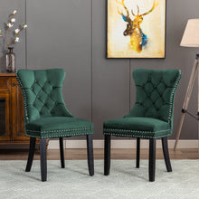 BTExpert Green High Back Velvet Tufted Upholstery, Wood Accent Nail Trim Ring Leisure Dining Chair