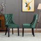 BTExpert Green High Back Velvet Tufted Upholstery, Wood Accent Nail Trim Ring Leisure Dining Chair