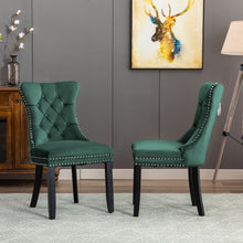 BTExpert Green High Back Velvet Tufted Upholstery, Wood Accent Nail Trim Ring Leisure Dining Chair