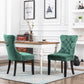 BTExpert Green High Back Velvet Tufted Upholstery, Wood Accent Nail Trim Ring Leisure Dining Chair
