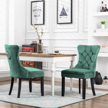 BTExpert Green High Back Velvet Tufted Upholstery, Wood Accent Nail Trim Ring Leisure Dining Chair