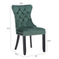 BTExpert Green High Back Velvet Tufted Upholstered Dining Chairs, Solid Wood, Nail Trim, Ring Accent - Set of 2