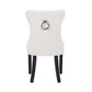 BTExpert White High Back Velvet Tufted Upholstered Dining Chairs, Solid Wood, Nail Trim, Ring Accent - Set of 2