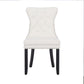 BTExpert White High Back Velvet Tufted Upholstery, Solid Wood Nail Trim, Ring Dining Chair