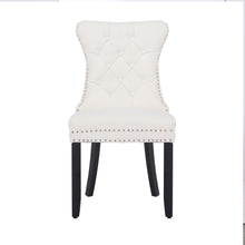 BTExpert White High Back Velvet Tufted Upholstery, Solid Wood Nail Trim, Ring Dining Chair