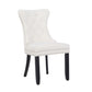 BTExpert White High Back Velvet Tufted Upholstered Dining Chairs, Solid Wood, Nail Trim, Ring Accent - Set of 2